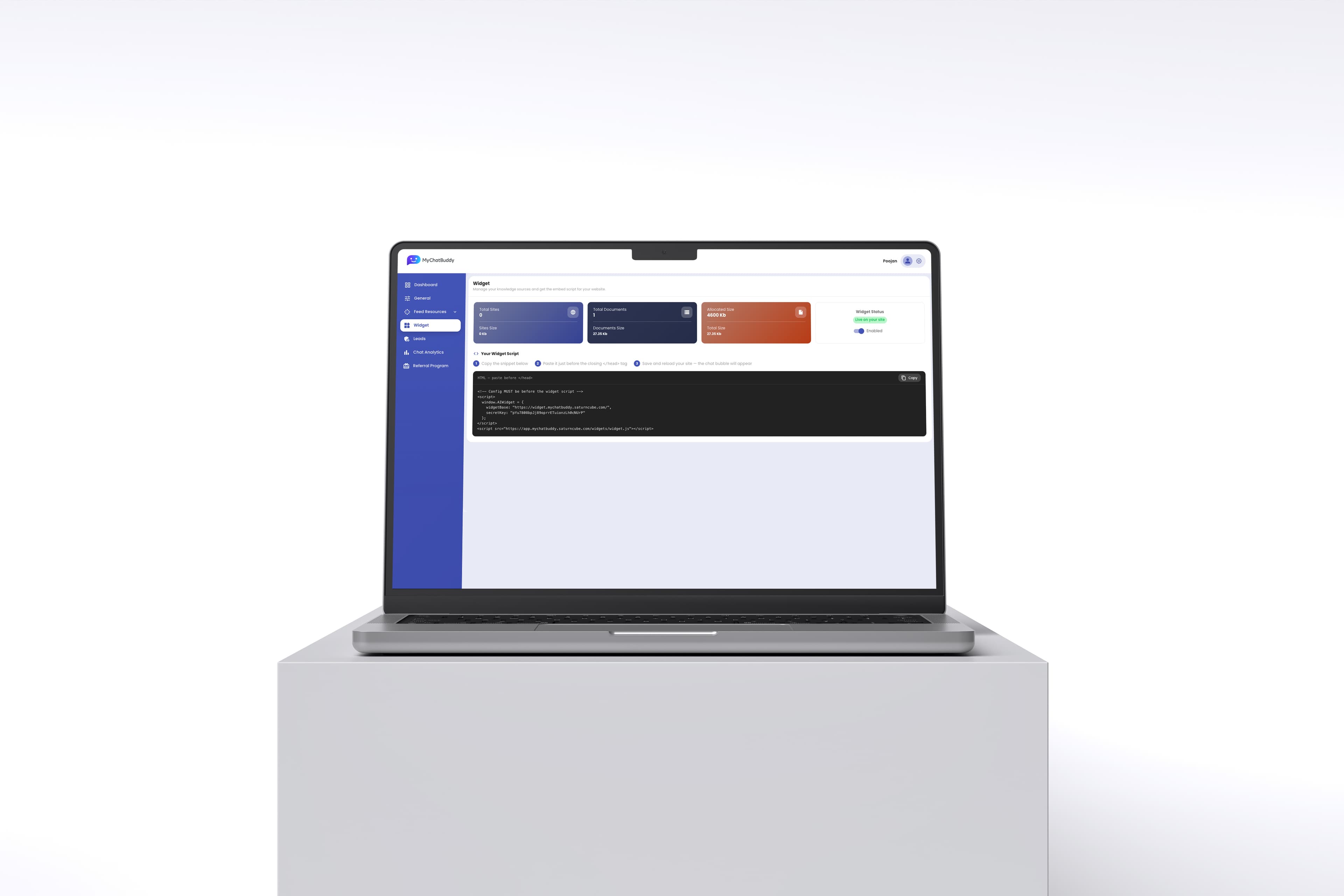 Widget customization screen preview